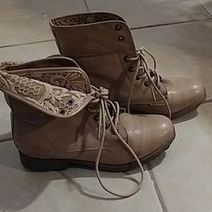 Stylish tan faux leather boots